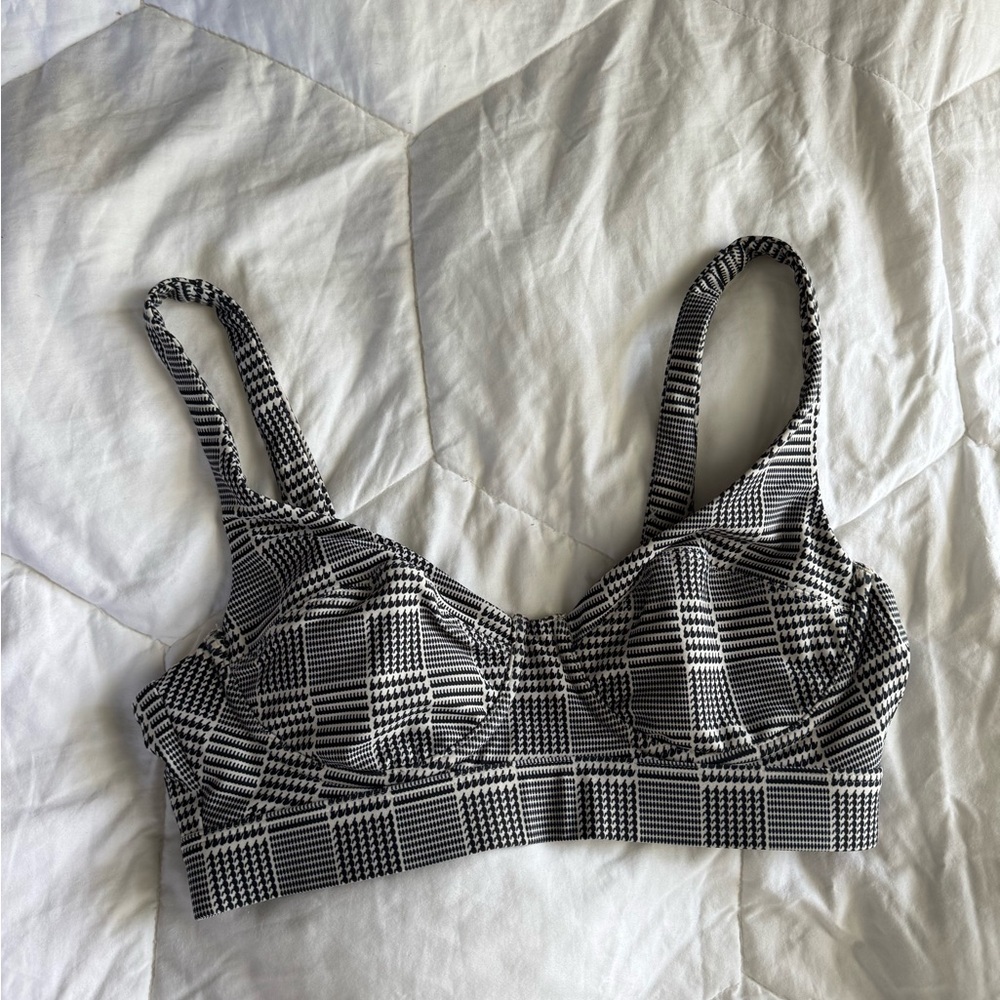 L*Space Black and White Checkered sports bra